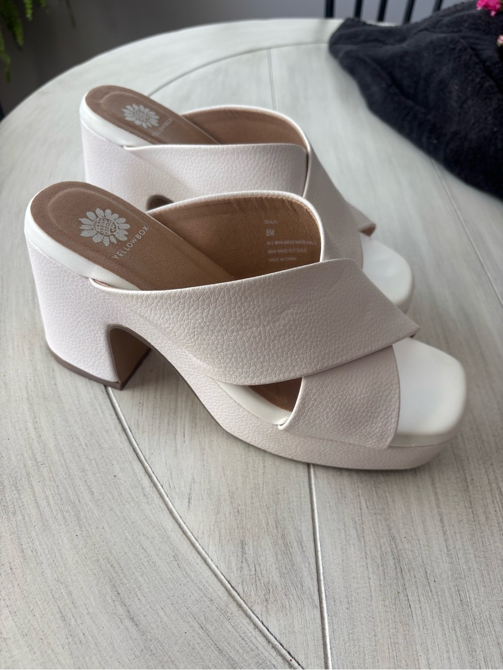 White Platform Mule Sandals Size 8